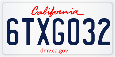 CA license plate 6TXG032