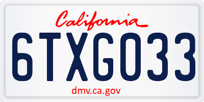 CA license plate 6TXG033