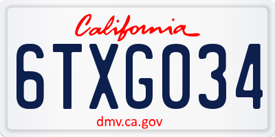 CA license plate 6TXG034