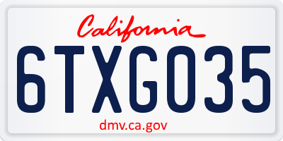 CA license plate 6TXG035