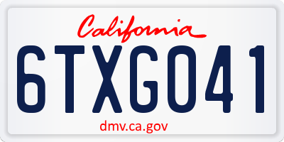 CA license plate 6TXG041