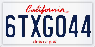CA license plate 6TXG044