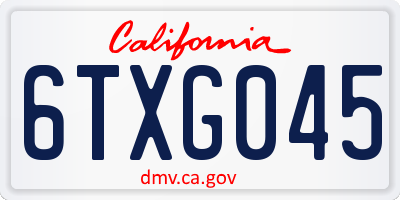 CA license plate 6TXG045