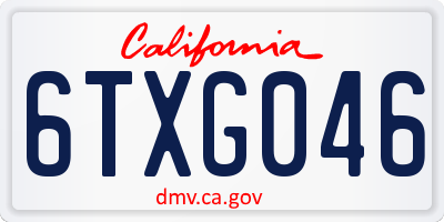 CA license plate 6TXG046