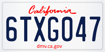 CA license plate 6TXG047