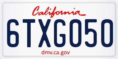 CA license plate 6TXG050