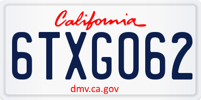 CA license plate 6TXG062