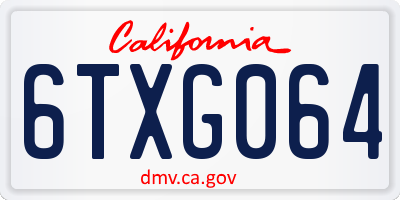 CA license plate 6TXG064