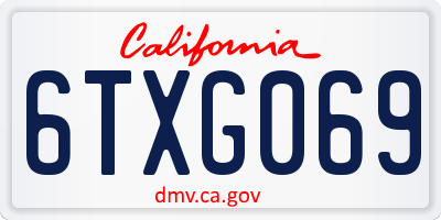 CA license plate 6TXG069