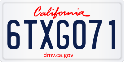 CA license plate 6TXG071