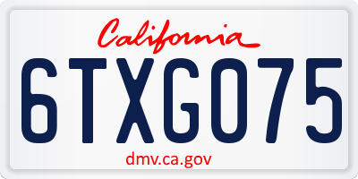 CA license plate 6TXG075