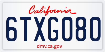 CA license plate 6TXG080