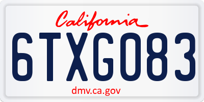 CA license plate 6TXG083