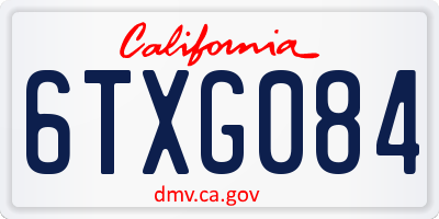 CA license plate 6TXG084