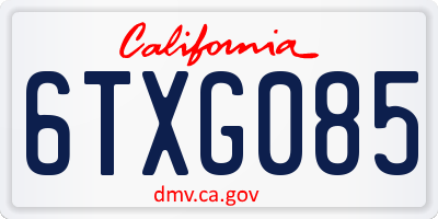 CA license plate 6TXG085