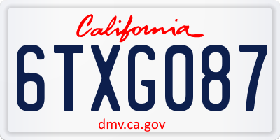 CA license plate 6TXG087