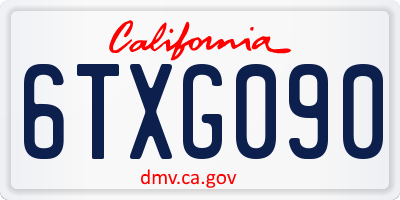 CA license plate 6TXG090