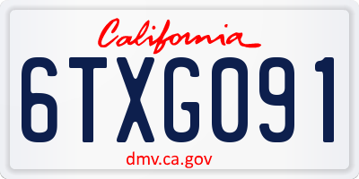 CA license plate 6TXG091