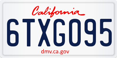 CA license plate 6TXG095