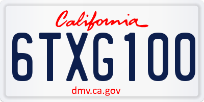 CA license plate 6TXG100