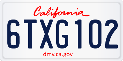 CA license plate 6TXG102