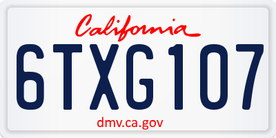 CA license plate 6TXG107