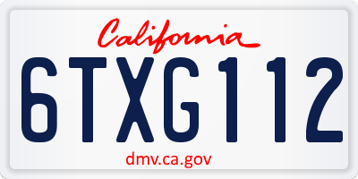 CA license plate 6TXG112