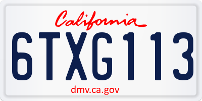 CA license plate 6TXG113