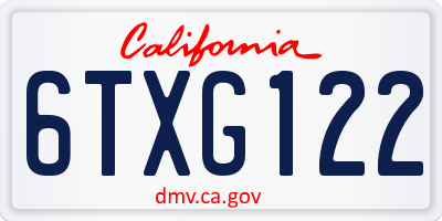 CA license plate 6TXG122