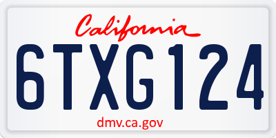 CA license plate 6TXG124