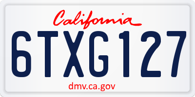 CA license plate 6TXG127