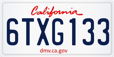 CA license plate 6TXG133