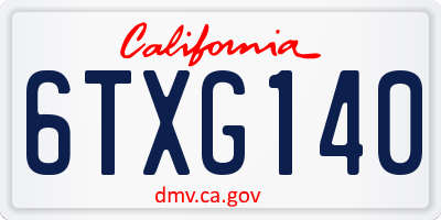 CA license plate 6TXG140