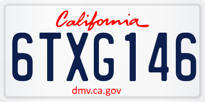 CA license plate 6TXG146