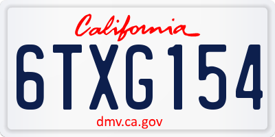 CA license plate 6TXG154