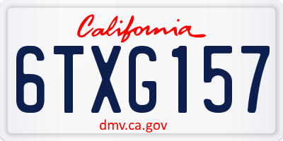 CA license plate 6TXG157