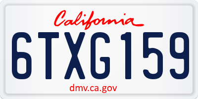 CA license plate 6TXG159