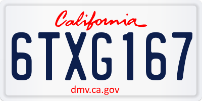 CA license plate 6TXG167