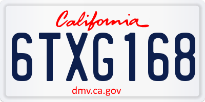 CA license plate 6TXG168