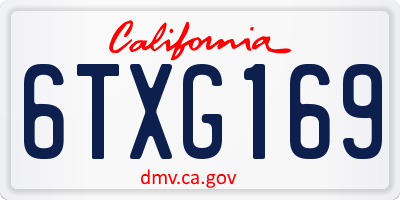 CA license plate 6TXG169