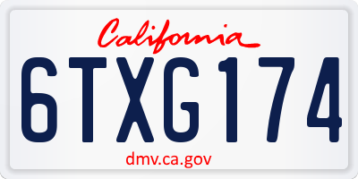 CA license plate 6TXG174
