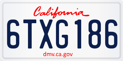 CA license plate 6TXG186