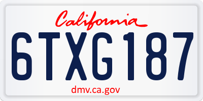 CA license plate 6TXG187
