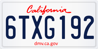 CA license plate 6TXG192