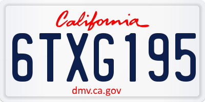 CA license plate 6TXG195