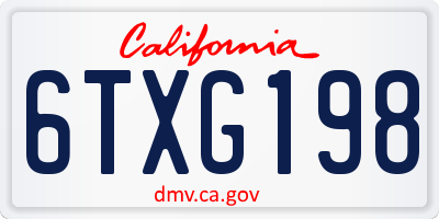 CA license plate 6TXG198