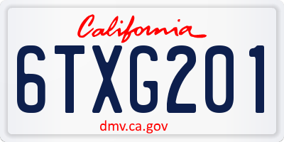 CA license plate 6TXG201