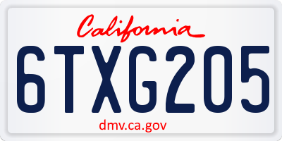 CA license plate 6TXG205