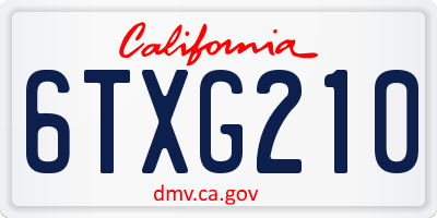 CA license plate 6TXG210