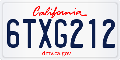 CA license plate 6TXG212